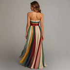 Woman wearing a multicolor relaxed fit maxi dress - studio photo