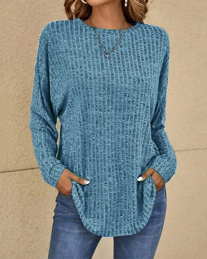 Driftly crew neck jumper in blue, front view