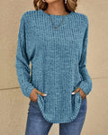 Driftly crew neck jumper in blue, front view