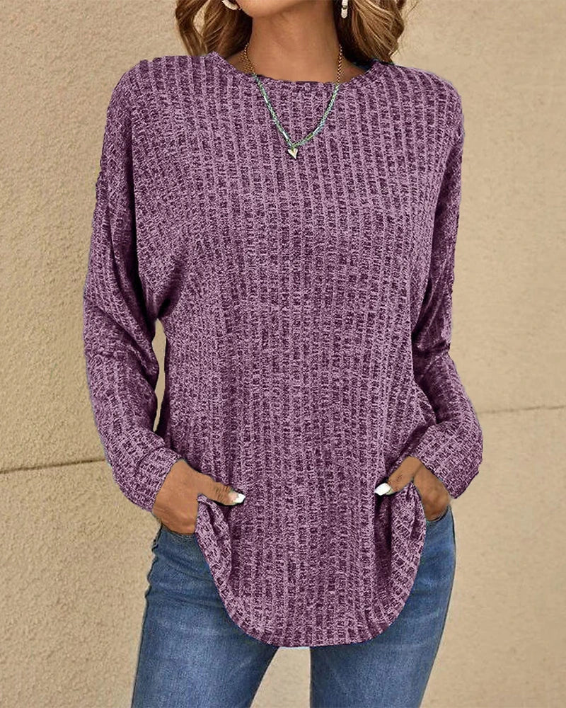 Driftly crew neck jumper in purple, front view