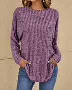Driftly crew neck jumper in purple, front view