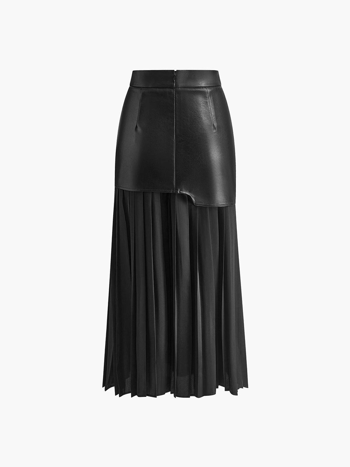 Woman wearing a black pleated maxi skirt - studio photo