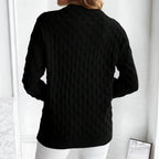 Black bobble knit sweater, back view