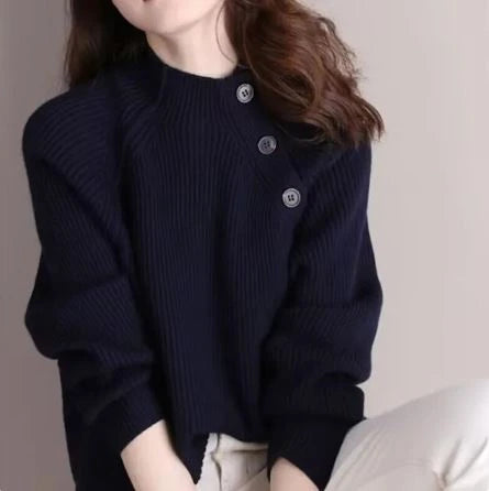 Black vintage knit sweater, front view