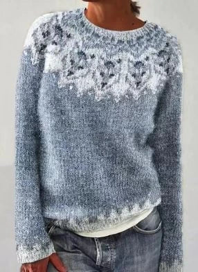 Cloudy blue vintage fair isle knit sweater detail