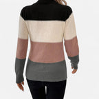 Driftly color-block crew neck sweater in dusty pink, back view