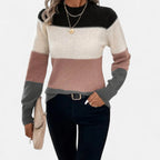 Driftly color-block crew neck sweater in dusty pink, front view