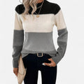 Driftly color-block crew neck sweater in grey, front view