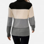 Driftly color-block crew neck sweater in grey, back detail