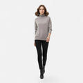 Grey oversized turtleneck sweater on model