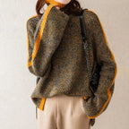 Multicolour turtleneck knit jumper back view on model