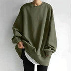 Army green oversized pullover sweatshirt, front view