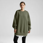Black oversized crew neck sweatshirt, back view