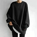 Black oversized pullover sweatshirt, front view