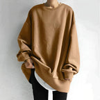 Brown oversized pullover sweatshirt, front view