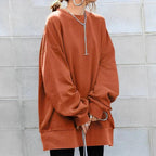 Orange oversized pullover sweatshirt, front view
