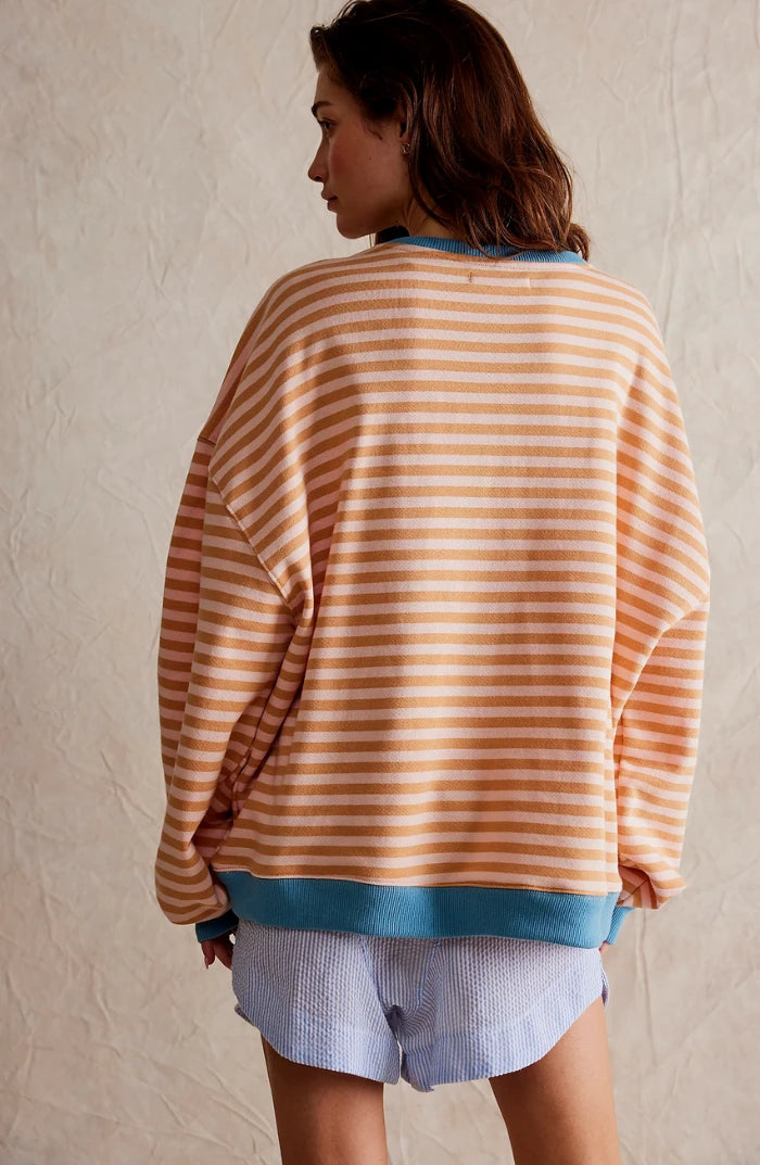 Driftly oversized striped sweatshirt in orange, side view