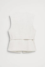 Driftly belted textured waistcoat in white, flat lay back