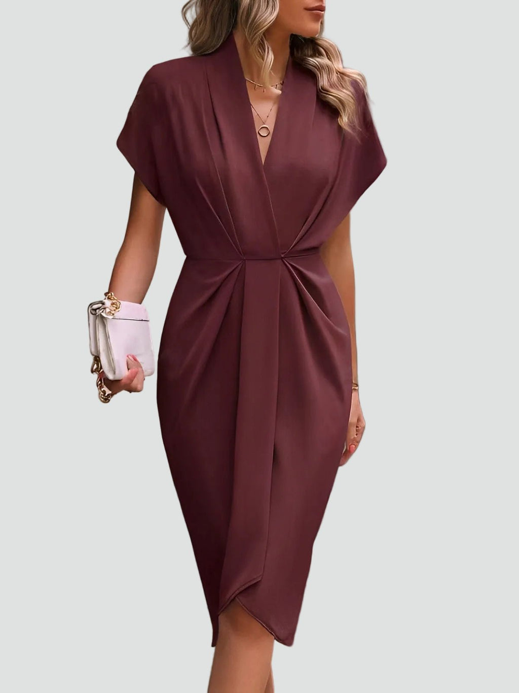 Driftly | Cocktail Dress Women's Midi Elegant - Chiffon