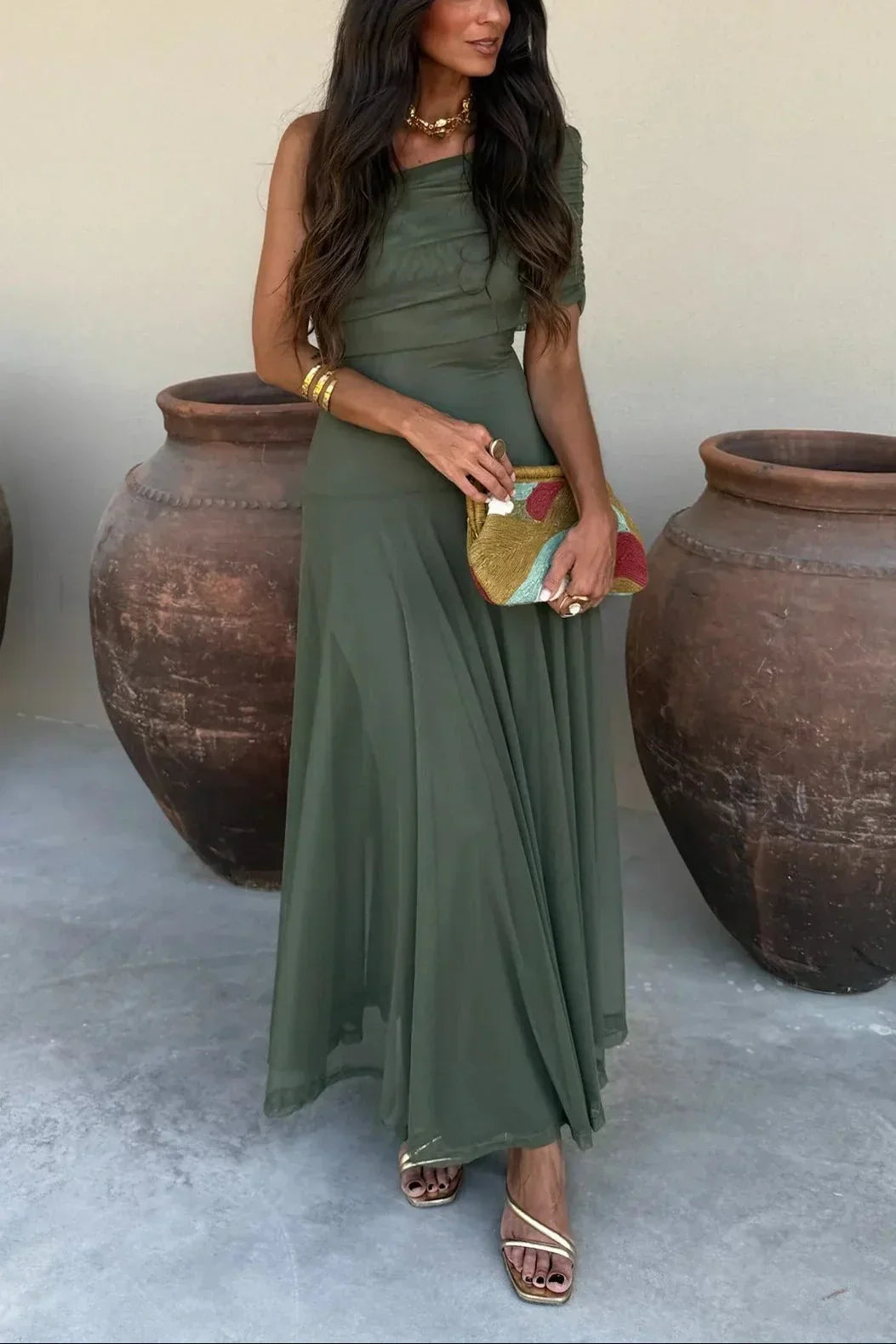 Driftly | Dress Women's Maxi One-Shoulder - Polyester