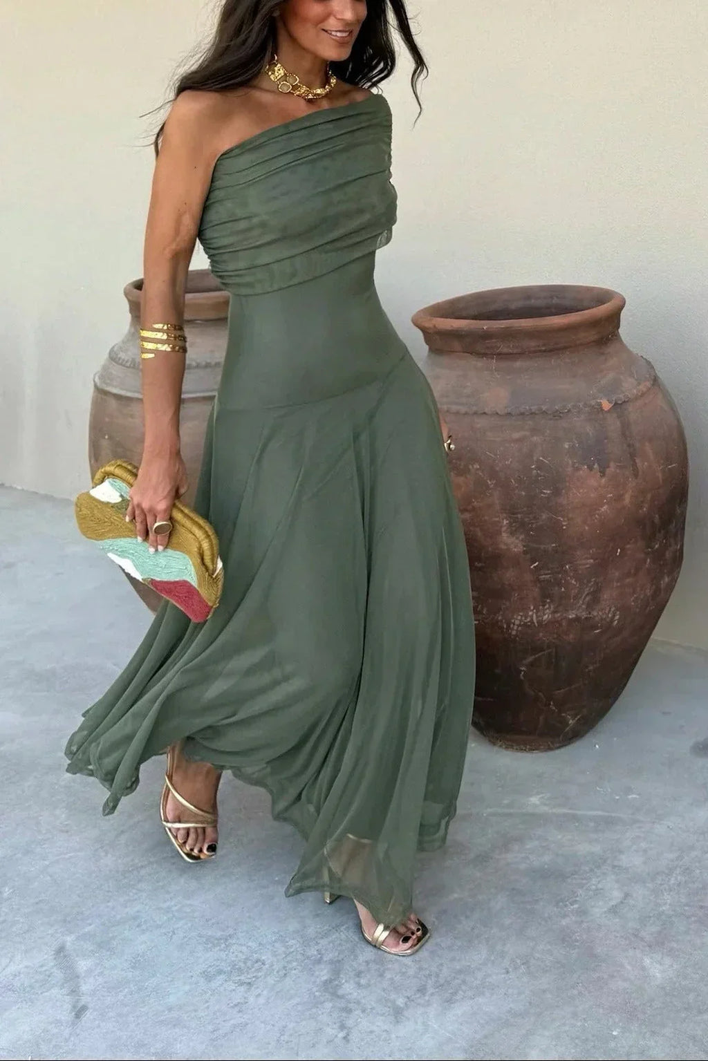 Driftly | Dress Women's Maxi One-Shoulder - Polyester