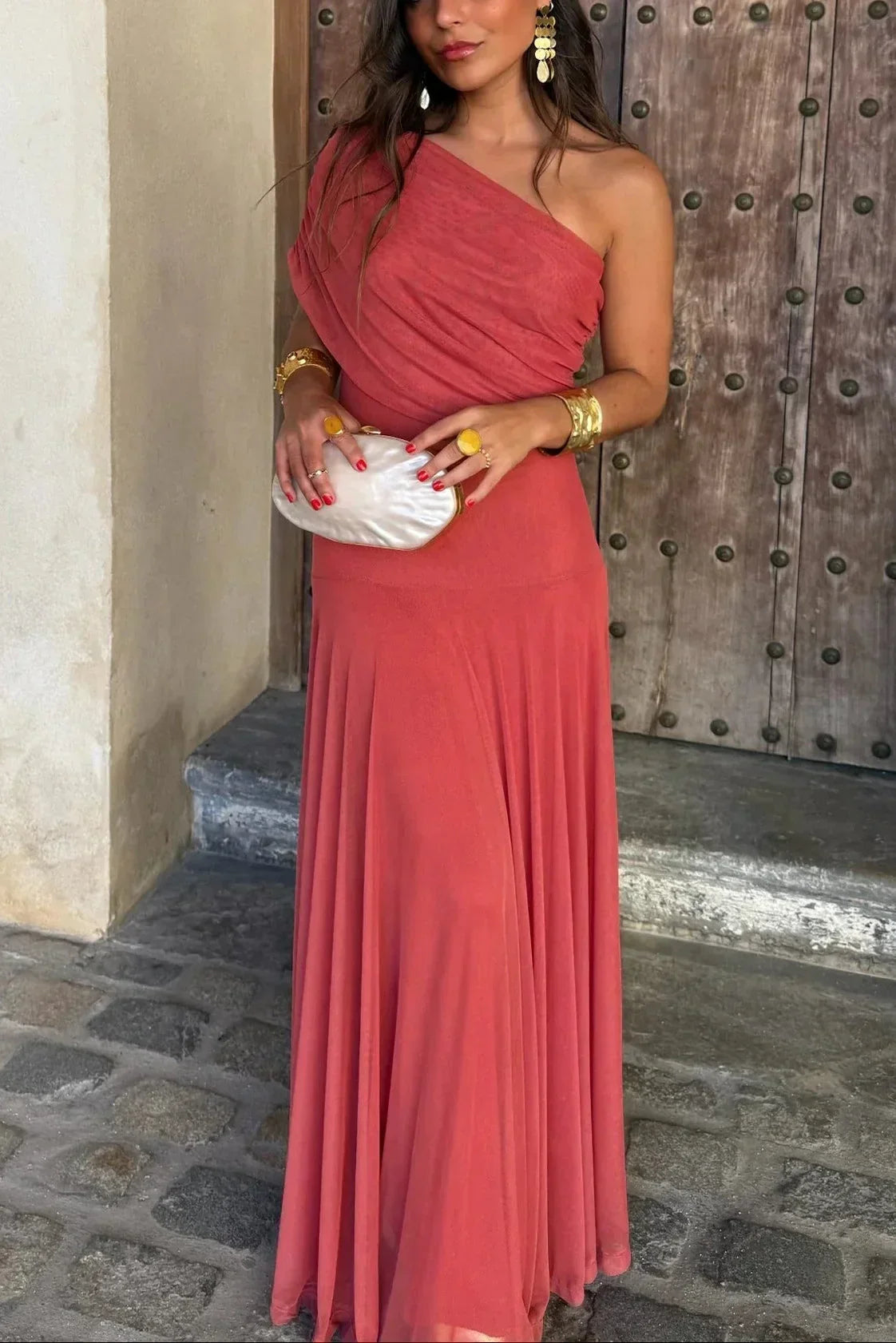 Driftly | Dress Women's Maxi One-Shoulder - Polyester