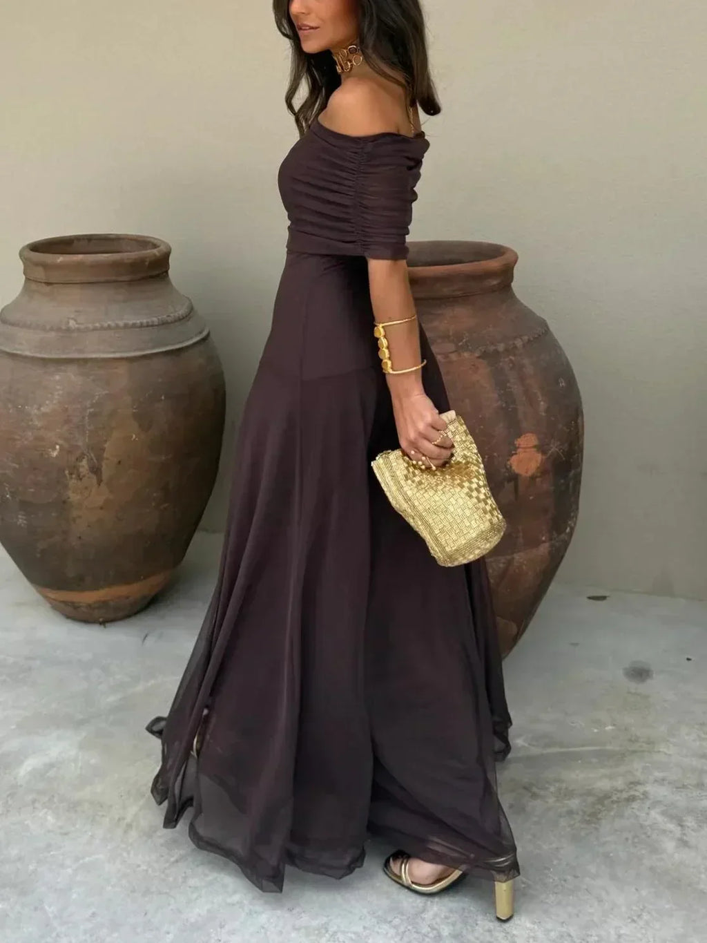 Driftly | Dress Women's Maxi Off-Shoulder - Polyester