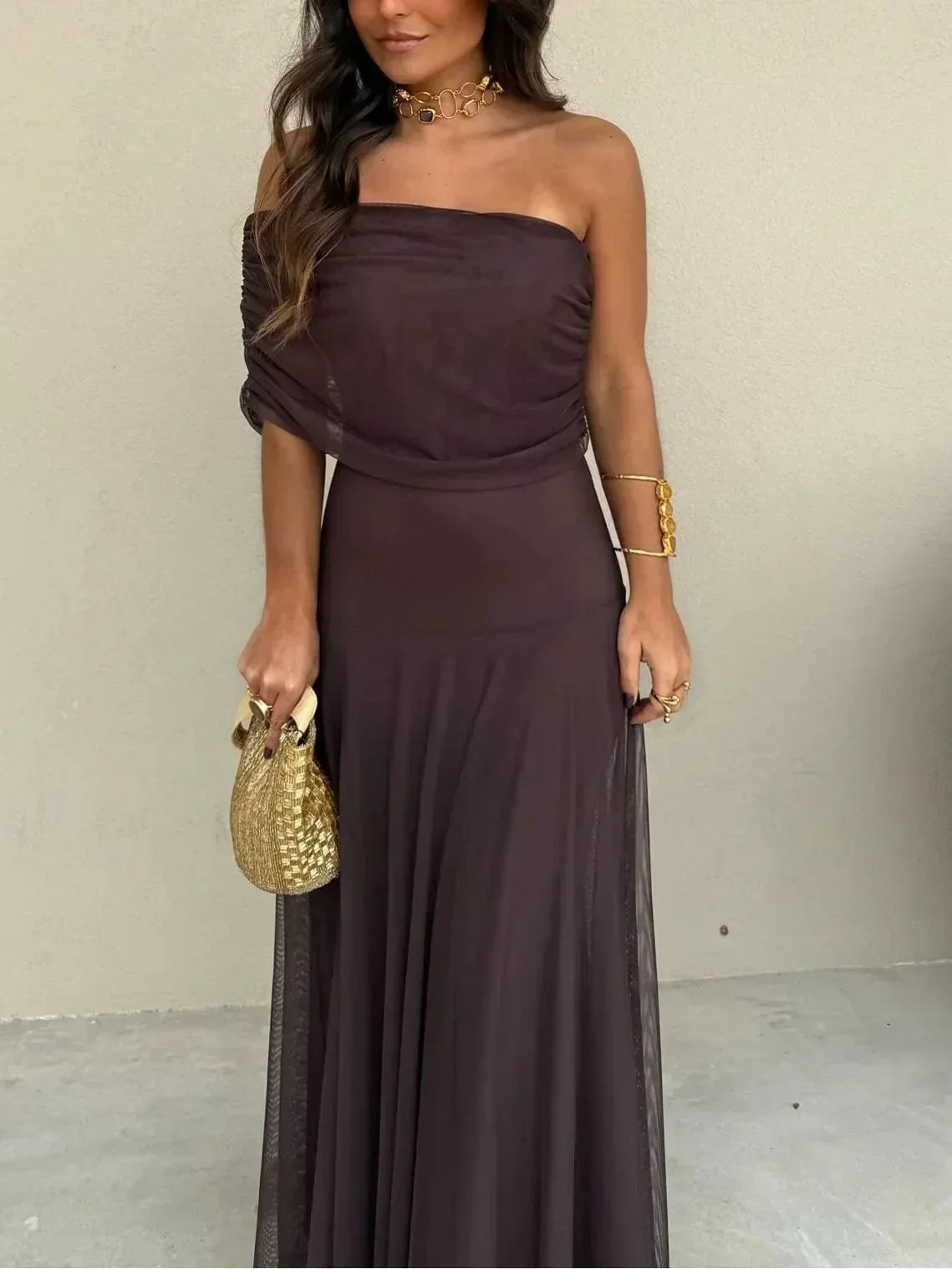 Driftly | Dress Women's Maxi Off-Shoulder - Polyester