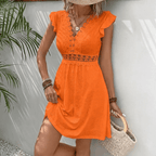 Driftly | Dress Women's Midi Casual Orange - Polyester