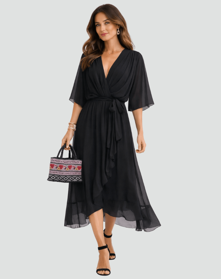 Driftly | Dress Women's Midi Elegant - Polyester