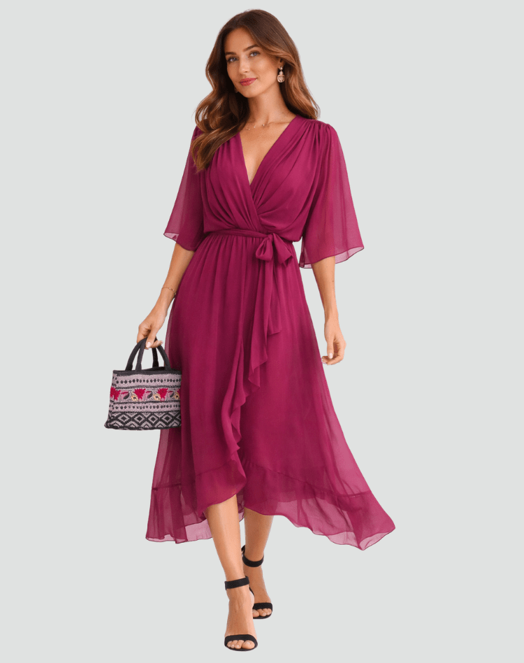 Driftly | Dress Women's Midi Elegant - Polyester
