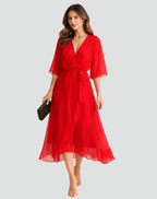 Driftly | Dress Women's Midi Elegant - Polyester