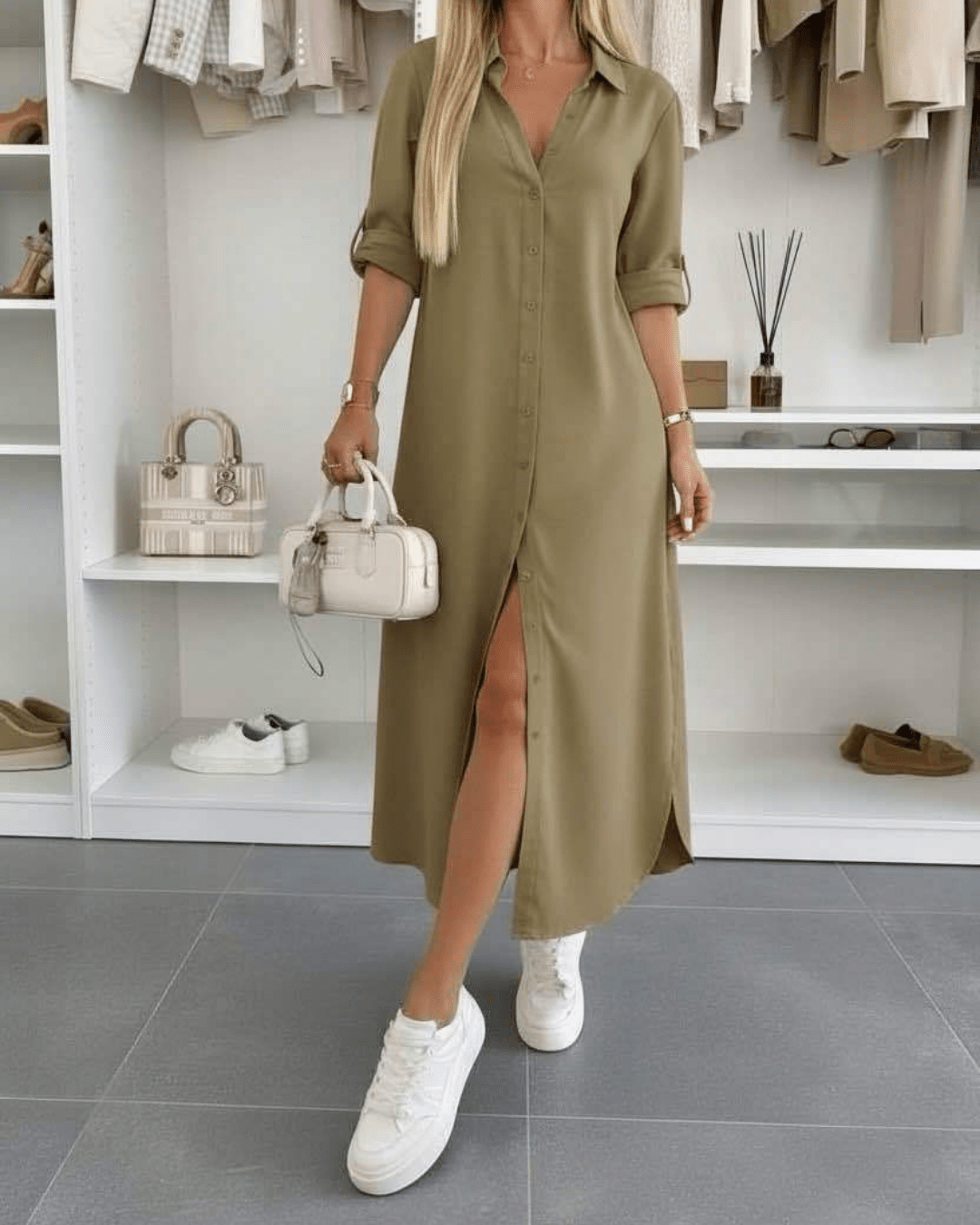 Driftly | Dress Women's Midi Oversized - Cotton