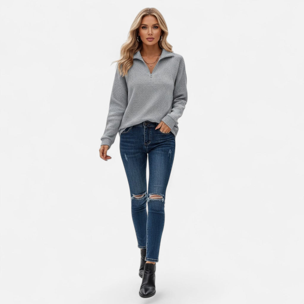 Driftly | Sweater Women's Zipper Stand-Collar Knit