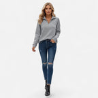 Driftly | Sweater Women's Zipper Stand-Collar Knit