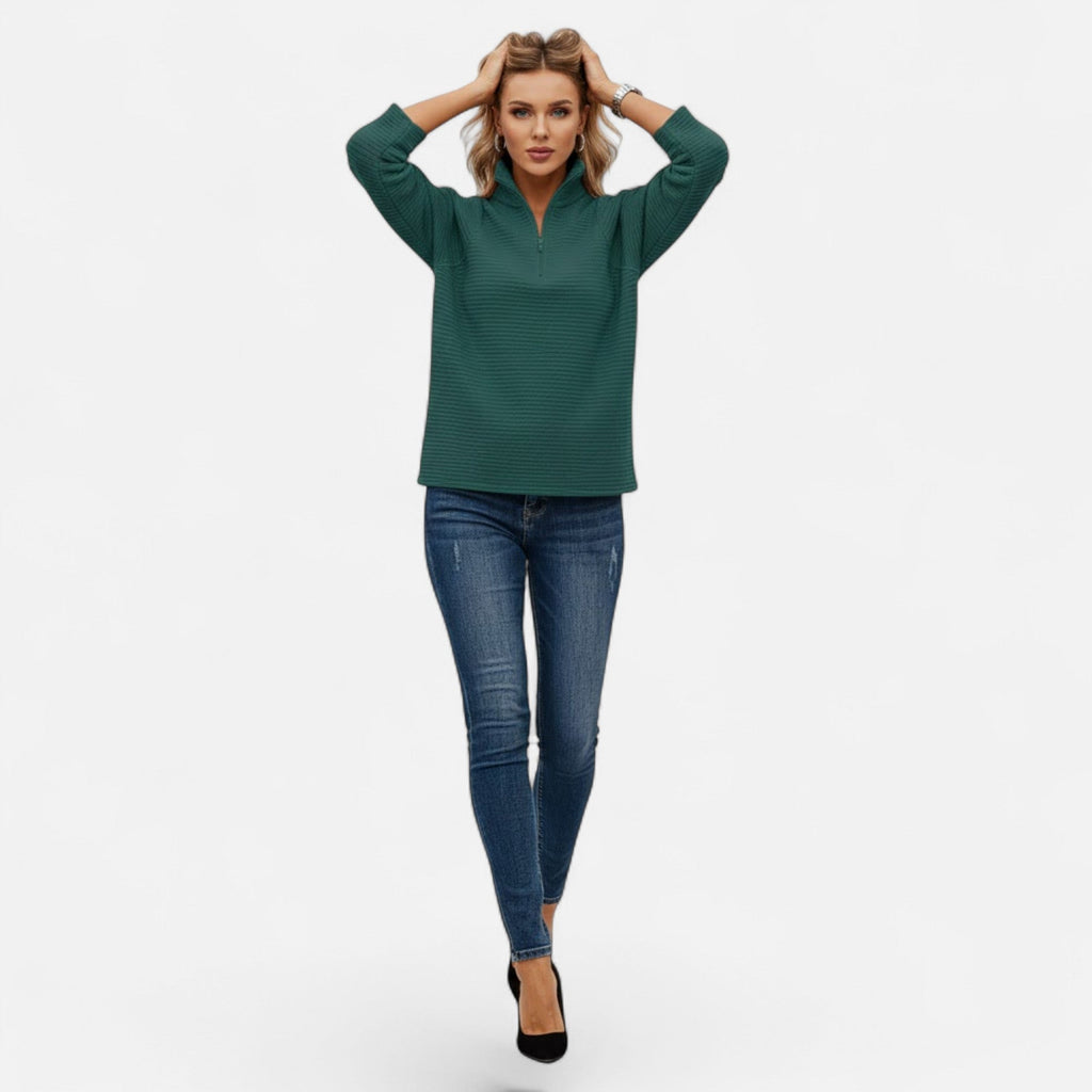 Driftly | Sweater Women's Zipper Stand-Collar Knit