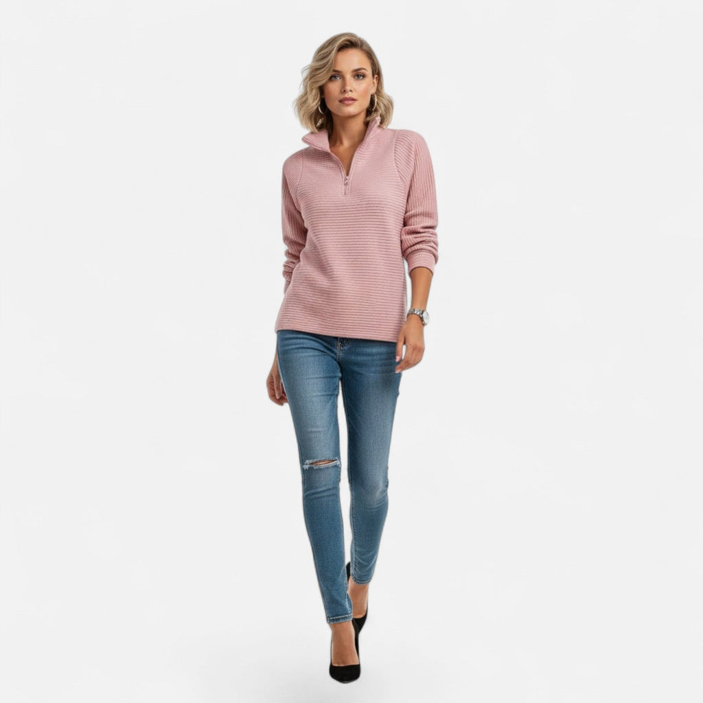 Driftly | Sweater Women's Zipper Stand-Collar Knit
