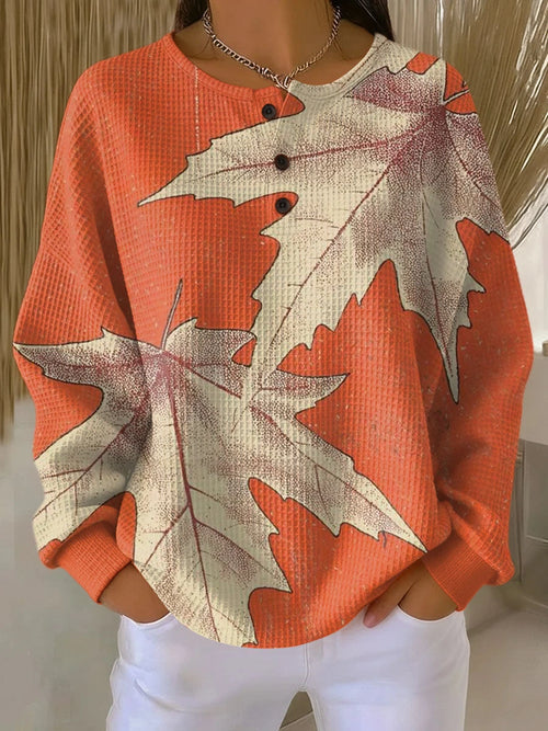 Driftly | Blouse Women's Leaf Print Long Sleeve - product photo 1