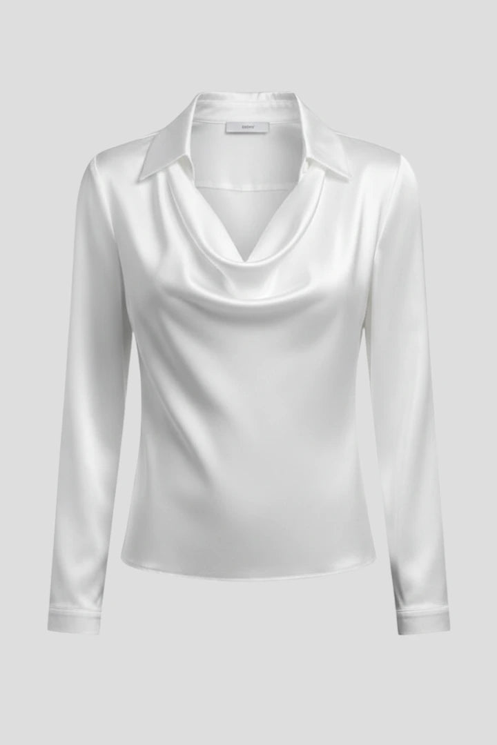 Driftly | Blouse Women's Satin Draped Collar Long Sleeve - product photo 1