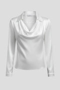 Driftly | Blouse Women's Satin Draped Collar Long Sleeve - product photo 1