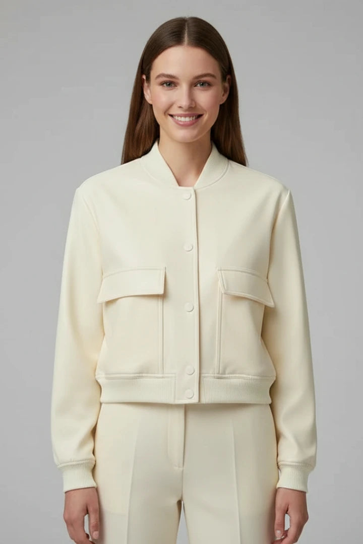 Driftly | Bomber Jacket Women's Baseball Collar Snap Button - product photo 2