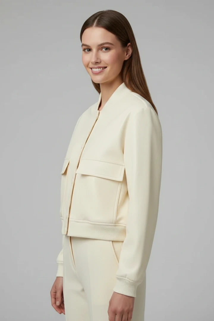 Driftly | Bomber Jacket Women's Baseball Collar Snap Button - product photo 5