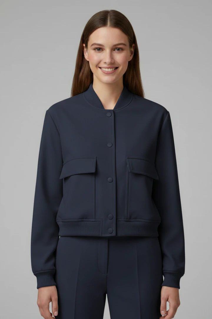 Driftly | Bomber Jacket Women's Baseball Collar Snap Button - product photo 6