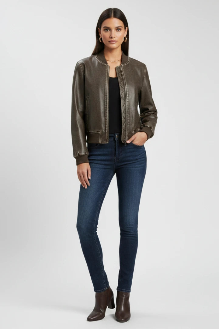 Driftly | Bomber Jacket Women's Collared Woven - product photo 2