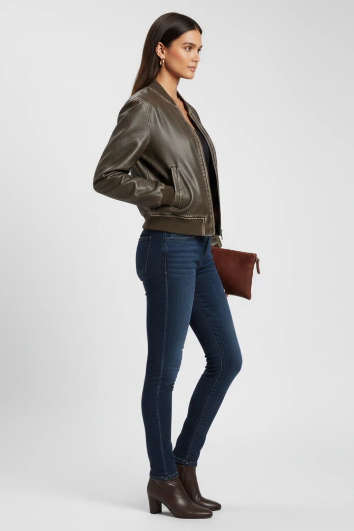 Driftly | Bomber Jacket Women's Collared Woven - product photo 3