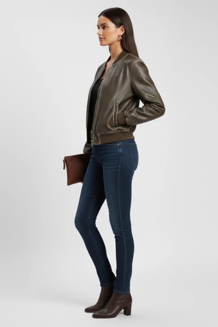 Driftly | Bomber Jacket Women's Collared Woven - product photo 4