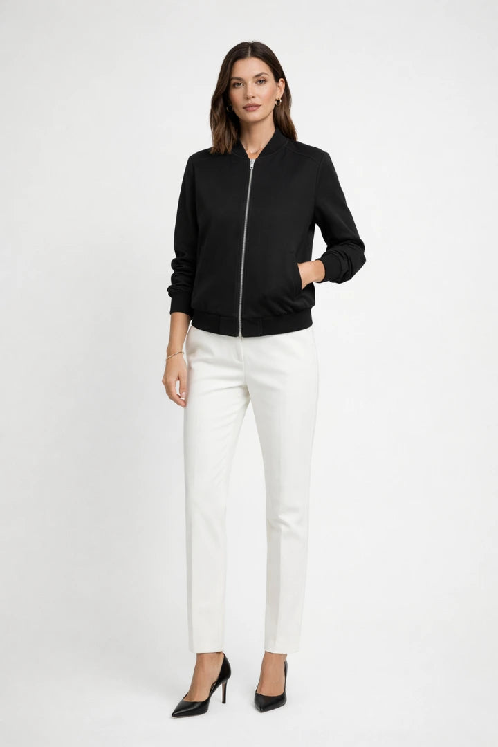 Driftly | Bomber Jacket Women's Zip Closure Ribbed Edges - product photo 2