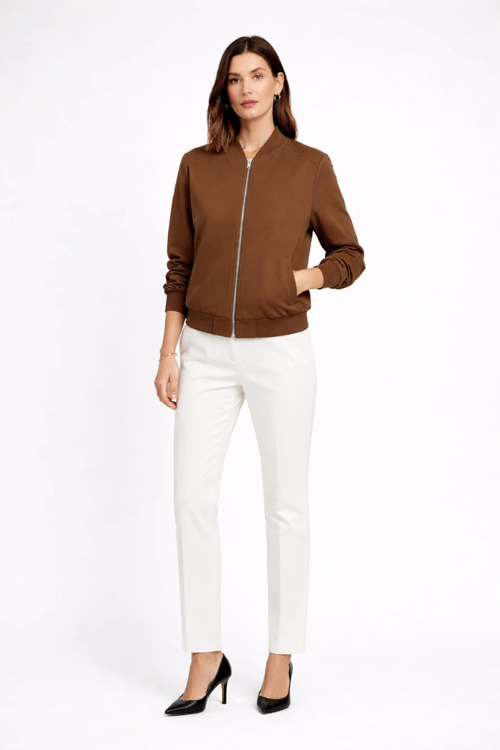 Driftly | Bomber Jacket Women's Zip Closure Ribbed Edges - product photo 8