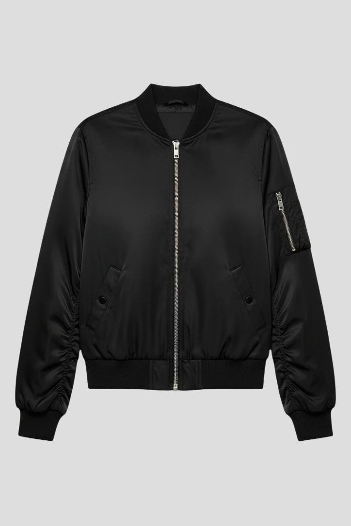 Driftly | Bomber Jacket Women's Zipper Closure Ribbed Details - product photo 1