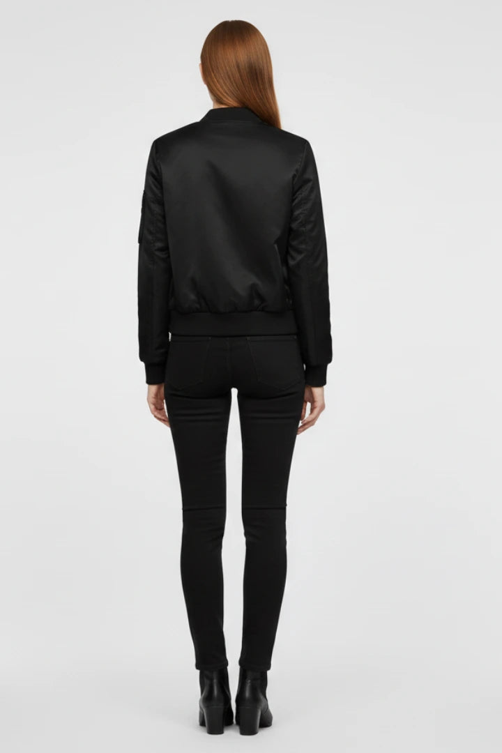Driftly | Bomber Jacket Women's Zipper Closure Ribbed Details - product photo 3